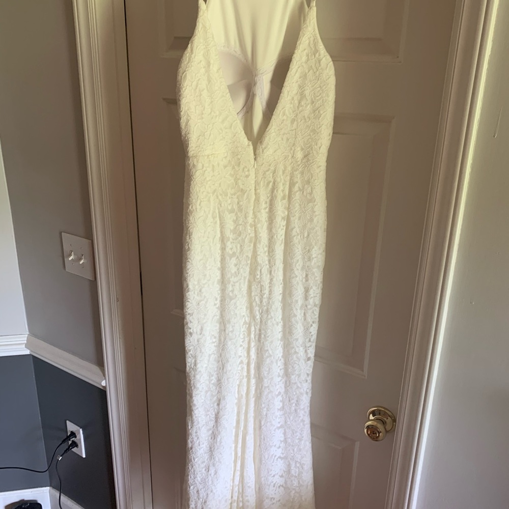 Boho white lace dress.